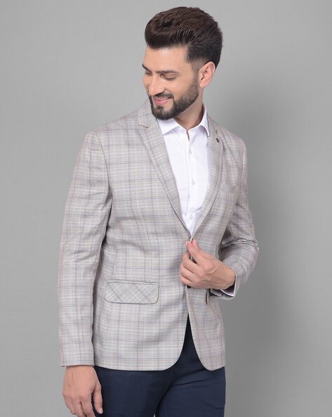 Grey checked blazer outlet men