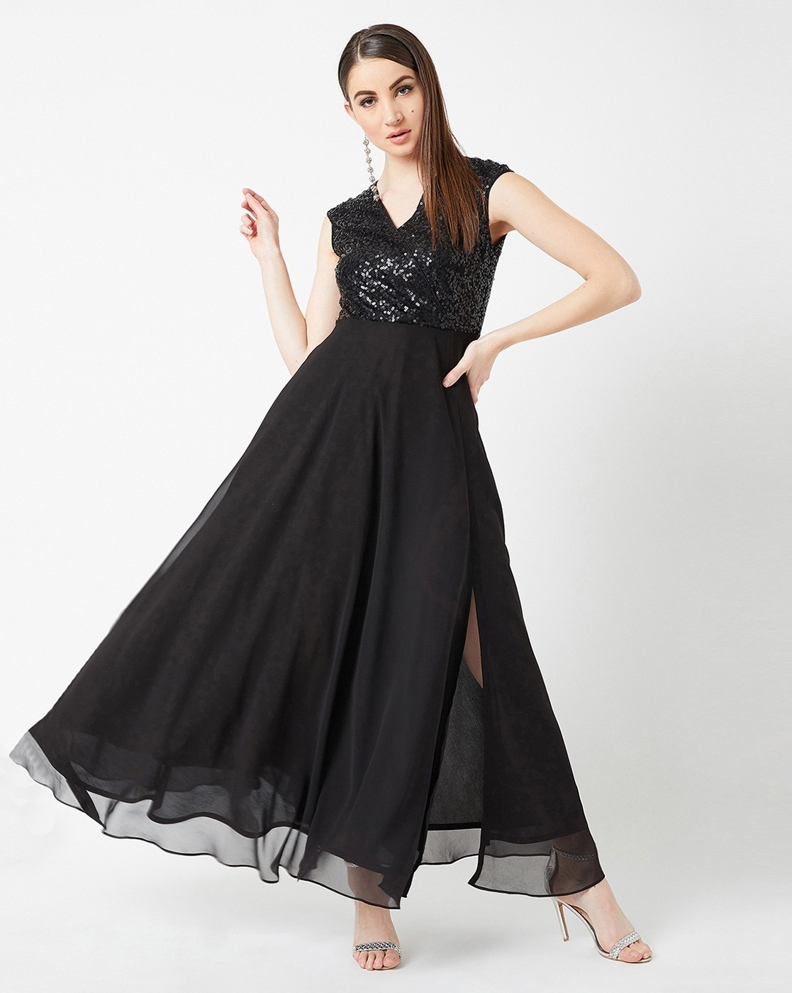 Buy Sunita Creation Women Gown, Black Gown, Flared Kurta, Ethnic Wear,  Rayon Anarkali Suit (M) at Amazon.in