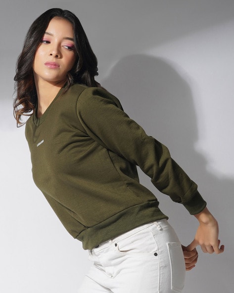 Khaki green best sale sweatshirt womens