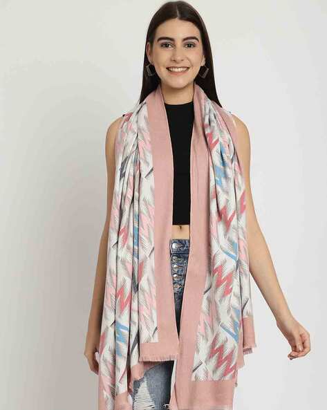 Women Printed Stole with Contrast Border Price in India