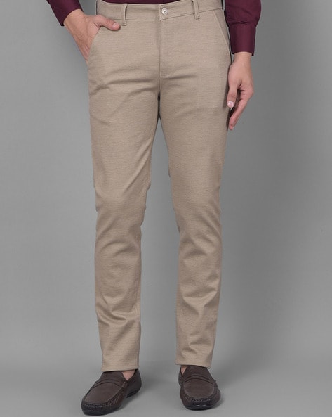 Buy CRIMSOUNE CLUB Men's Solid Straight Fit Trousers | Shoppers Stop