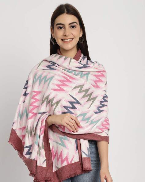 Women Printed Stole with Fringes Price in India