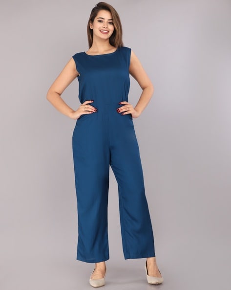 Round-Neck Jumpsuit with Sleeveless