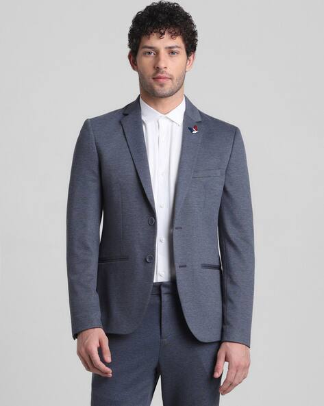 Men Slim Fit Blazer with Notched Lapel