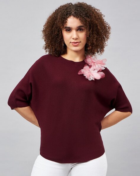 Buy Maroon Tops for Women by ORCHID BLUES Online