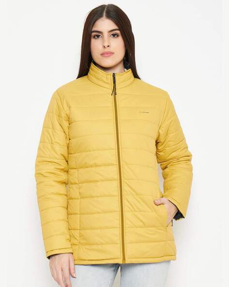 Yellow quilted jacket on sale womens