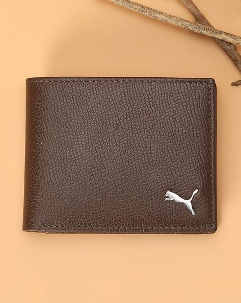 Leather Bi Fold Wallet with Logo Embossed