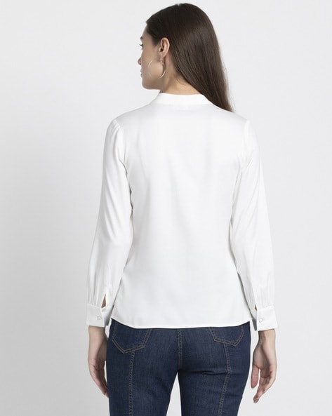 White Button Down Shirt T shirt for women – Shaye India