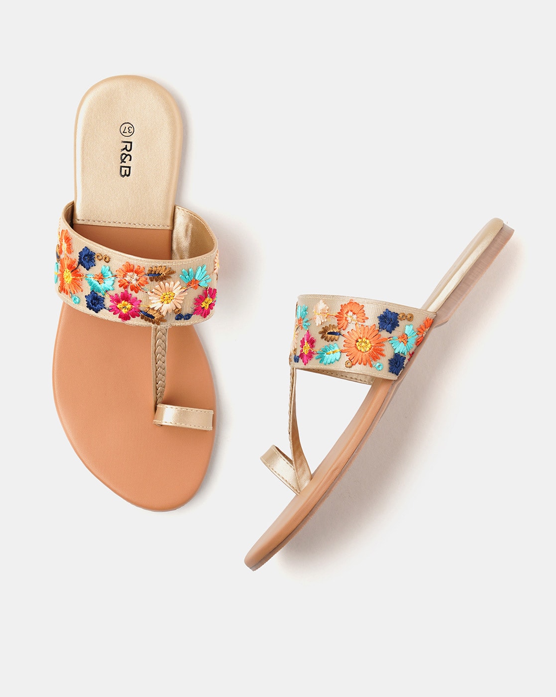 Mesh floral embellished cheap beaded flat sandals