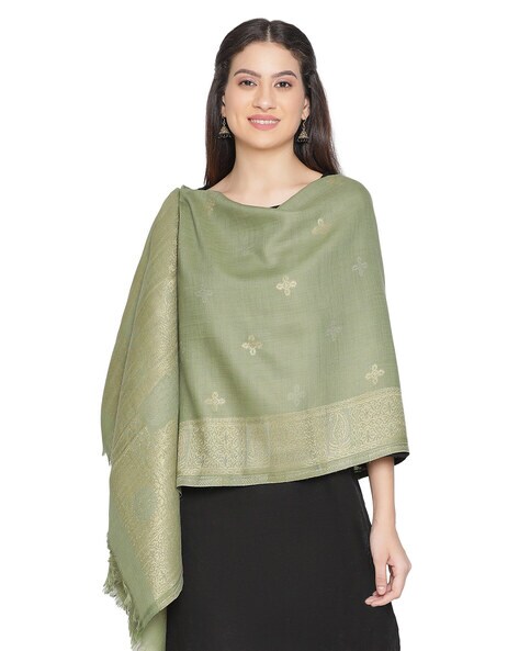 Abiya Splendid Floral Woven Shawl with Fringes Price in India