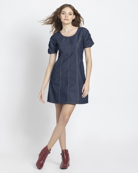 Buy Global Republic Navy Slim Fit Dungaree Dress for Women Online @ Tata  CLiQ