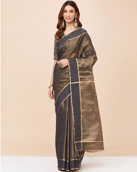 Buy Linen Silk Hand Block Printed Sari for Women Online at Fabindia |  10716944