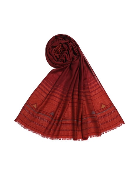 Women Striped Shawl with Fringes Price in India