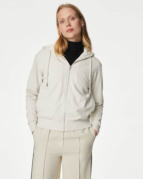 Buy Ecru White Sweatshirt Hoodies for Women by Marks Spencer
