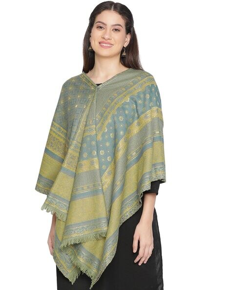 Regal Floral Woven Shawl with Fringes Price in India