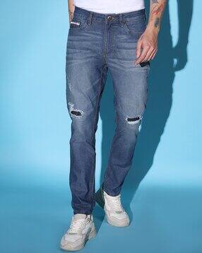 the indian garage co Men Mid-Wash Distressed Slim Fit Jeans-picture-10