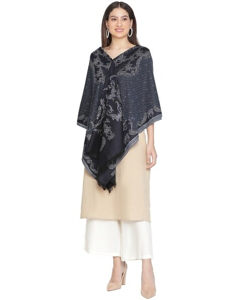 Penelope Floral Woven Shawl with Fringes Price in India