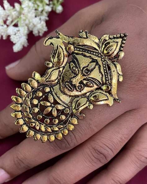 Buy Lord Krishna Handpainted Ring, Hindu Diety, God Figure Ring,temple  Jewellery,hindu God, Adjustable Indian Jewellery,temple Jewellery, Green  Online in India - Etsy