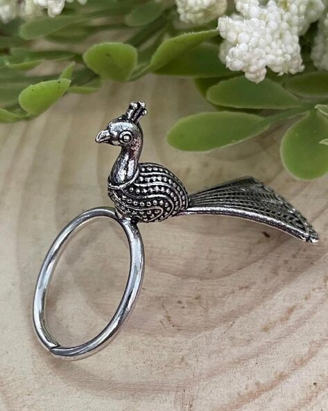 Sterling silver peacock ring - Gem