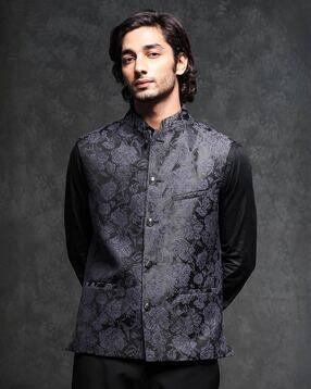 rare rabbit Men Floral Print Nehru Jacket-picture-14