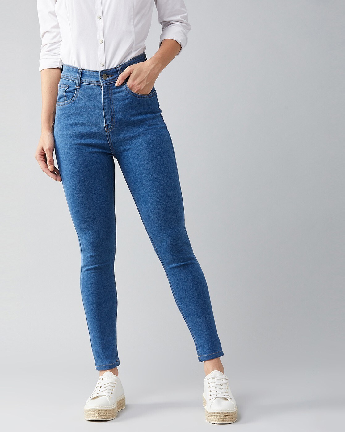 Buy DOLCE CRUDO Women Blue Skinny Fit High Rise Clean Look Stretchable Jeans  - Jeans for Women 11035316