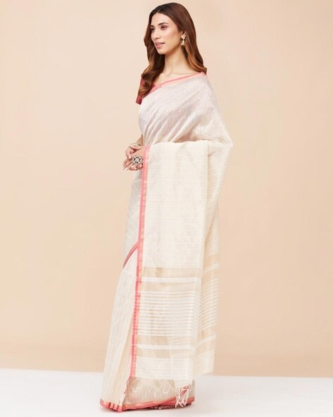 Buy Cotton Silk Chanderi Sari for Women Online at Fabindia | 10657536