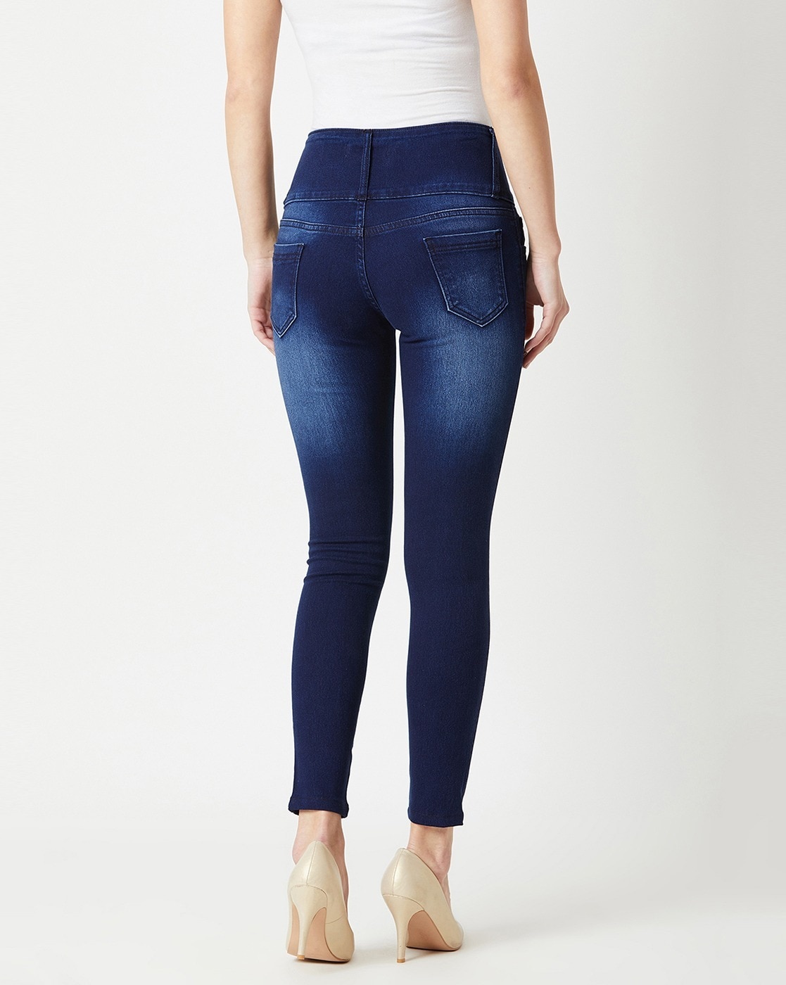 Buy Dark Blue Mid Rise Pushup Skinny Jeans for Women Online