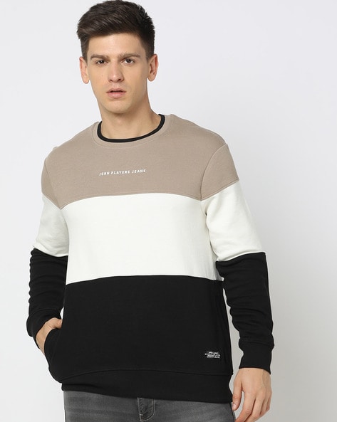 Men Colourblock Slim Fit Sweatshirt