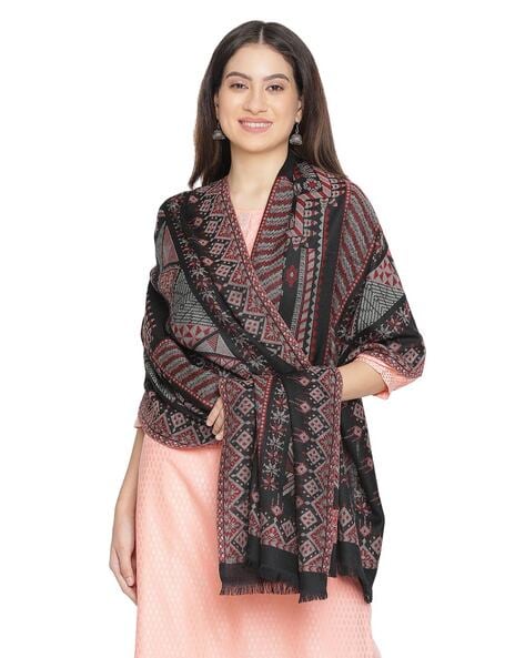 Women Self-Design Shawl with Fringes Price in India