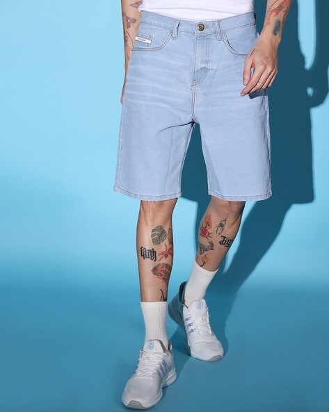 Men's Trendy Ripped Denim Shorts Casual Slightly Stretch - Temu