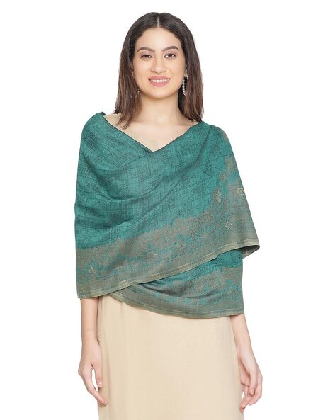 Women Woven Shawl with Fringes Price in India