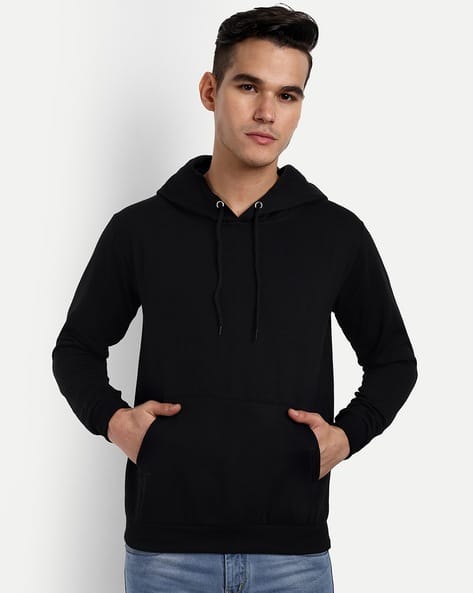 Men Regular Fit Hoodie with Kangaroo Pocket