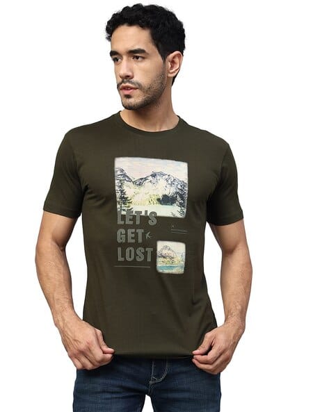 Men Graphic Print Slim Fit Round-Neck T-Shirt