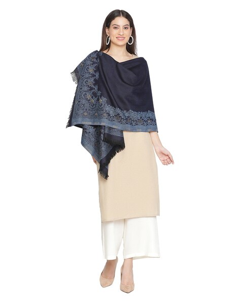Women Woven Shawl with Fringes Price in India