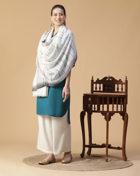 Striped Shawl with Frayed Hem Price in India