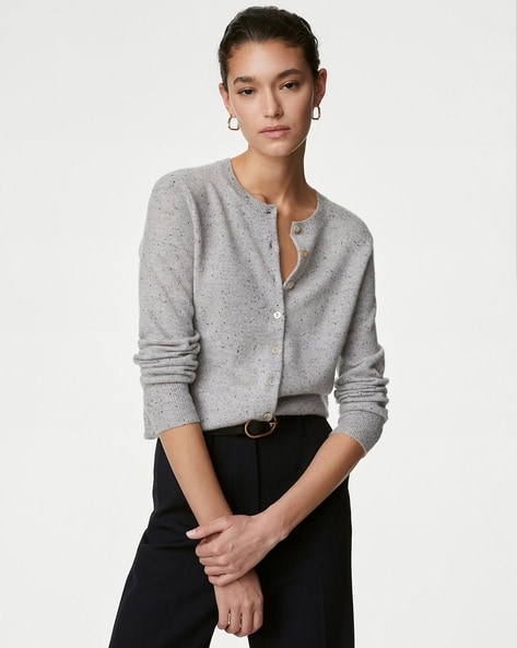 Buy Grey Sweaters Cardigans for Women by Marks Spencer Online Ajio