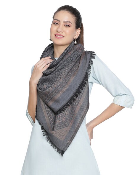 Women Printed Woven Stoles with Tassels Price in India