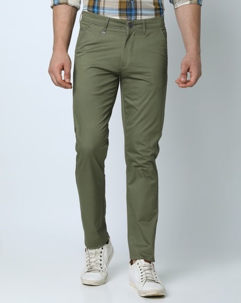 Buy Oxemberg Men Cream Coloured Slim Fit Self Design Chinos - Trousers for  Men 4324004 | Myntra