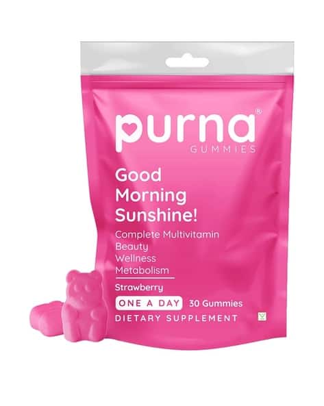 Purna Gummies Multivitamin Strawberry Gummies with Vitamins & Minerals