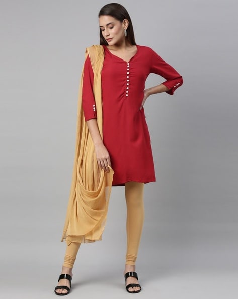 Golden leggings cheap and dupatta