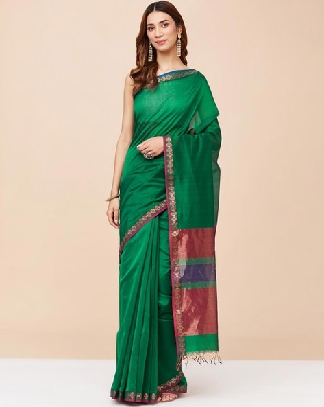 Buy Maroon Silk Dabu Printed Sari for Women Online at Fabindia | 20110826