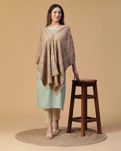 Geometric Woven Shawl with Fringes Price in India