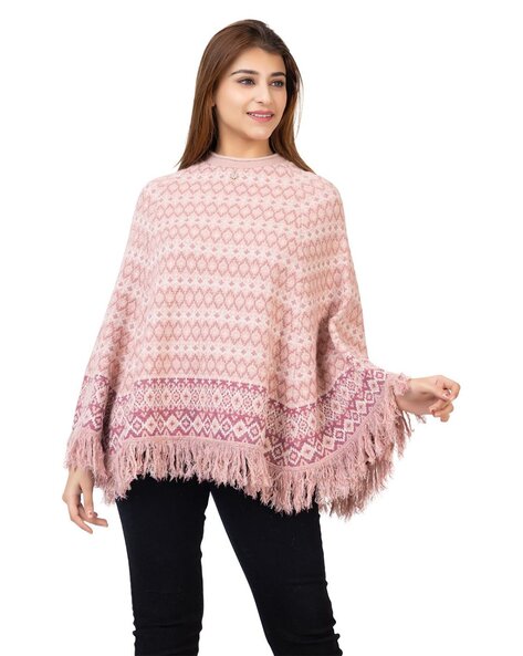 Printed Poncho with Fringes Price in India