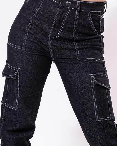 Buy Katline Women's Solid Boyfriend Style Straight Fit High Waisted Denim  Jeans- (Black, Waist_26) at Amazon.in