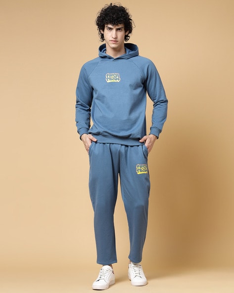 Mens Winter Fleece Tracksuit (Top and Bottom Set) , DOUBLE COLOR HOODIES  TRACKSUIT ( NEVY )