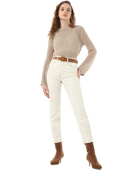 Buy Women Cream Jeans Online In India