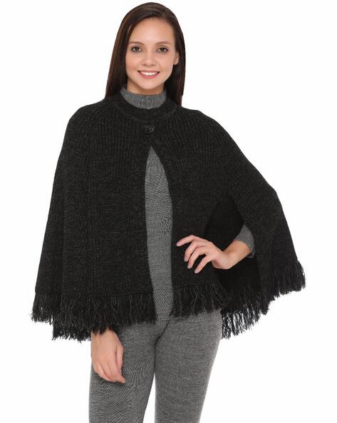 Round-Neck Poncho with Fringes Price in India