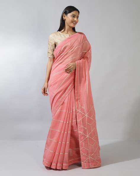 Buy Teal Cotton Silk Hand Block Printed Sari for Women Online at Fabindia |  20122204