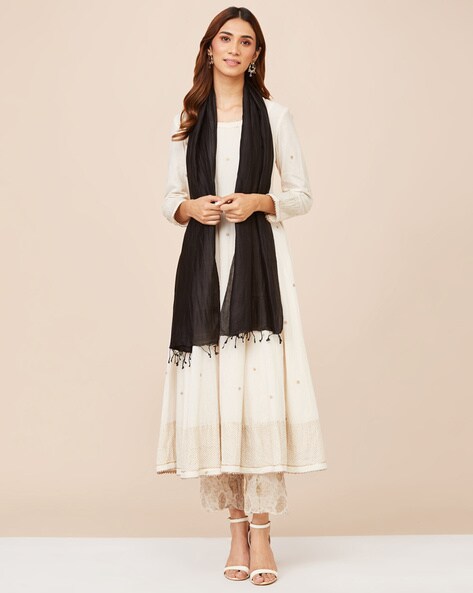 Women Silk Stole with Tassels Price in India