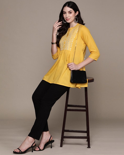 Buy Yellow Trousers & Pants for Women by Jaipur Kurti Online | Ajio.com